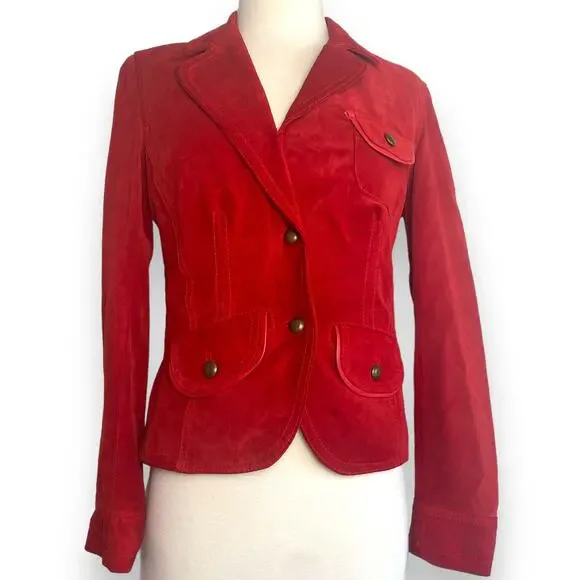 Vera Pelle Masterpelle Handcrafted Italian Cherry Red Suede Italy Leather Jacket - Picture 2 of 13